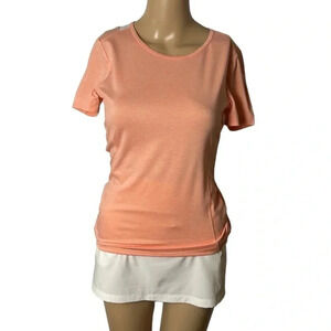 LOLE tee shirt,women XS. EC like new, Coral colorblock activewear,white mesh.